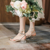 Tacones altos con tiras y punta abierta para mujer